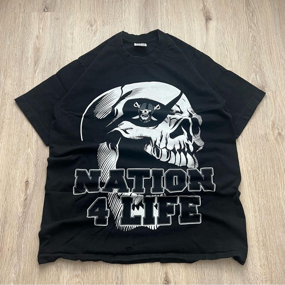 Vintage 90s Raiders Shirt Graphic Black T-Shirt Los Angeles Menโs Size L Retro